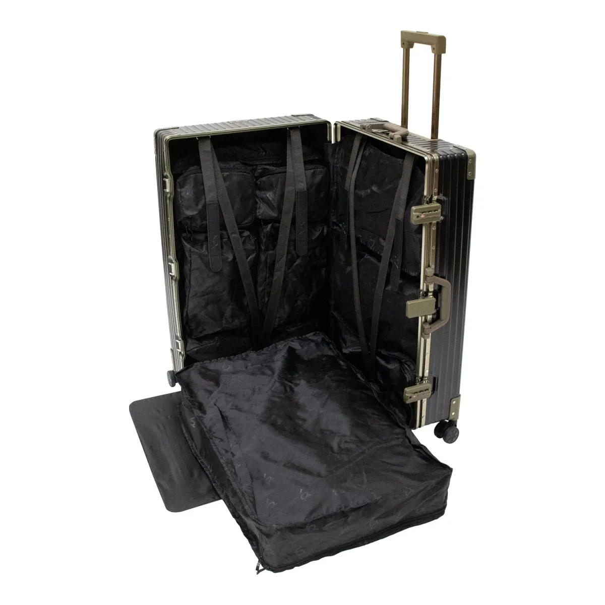 VOX Magnesium Aluminium 28-inch check-in suitcase in Ink Black — Organiser