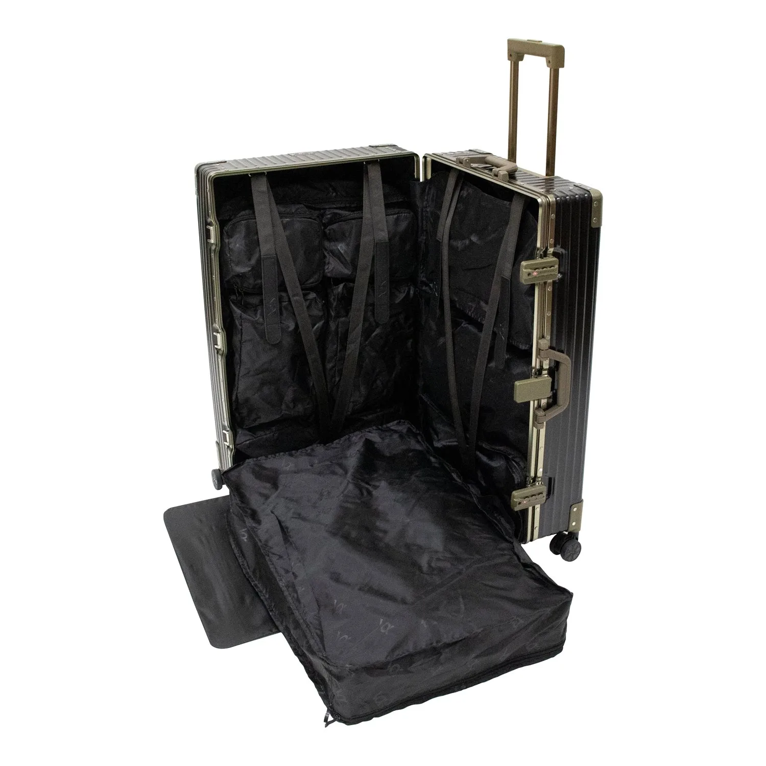 VOX Magnesium Aluminium 28-inch check-in suitcase in Ink Black — Organiser
